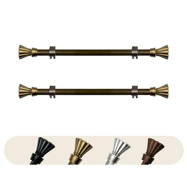 Central Design SIDE063-17-4 0.625 in. Dia. Pasha Side Curtain Rod, Antique Gold - 12-20 in. - Set of 2