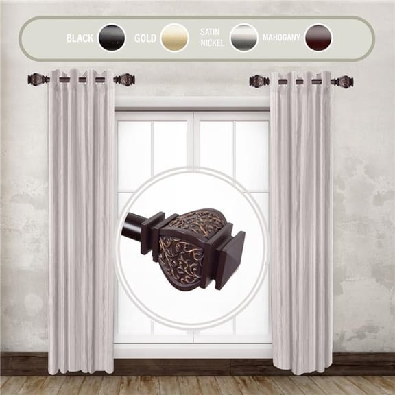Central Design SIDE100-14-6 1 in. Harrison Side Curtain Rod Set for 12 to 20 in. Winodws, Mahogany - Set of 2