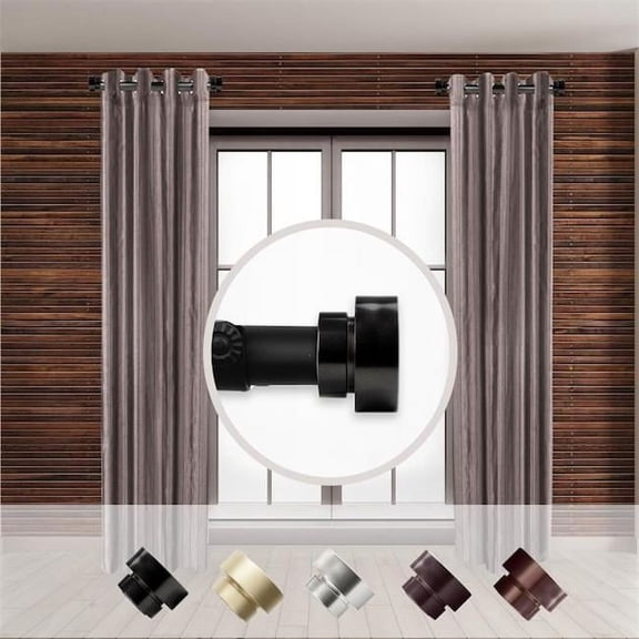 Central Design SIDE100-2 1 in. Basic Side Curtain Rod with 12 to 20 in. Extension, Black - Set of 2