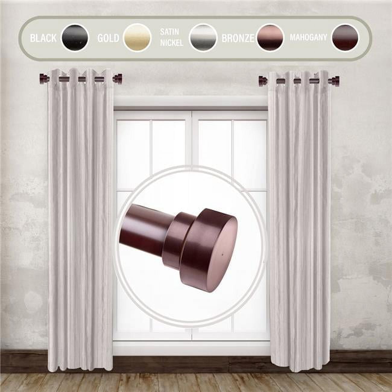 Central Design SIDE100-6 1 in. Basic Side Curtain Rod Set for 12 to 20 ...