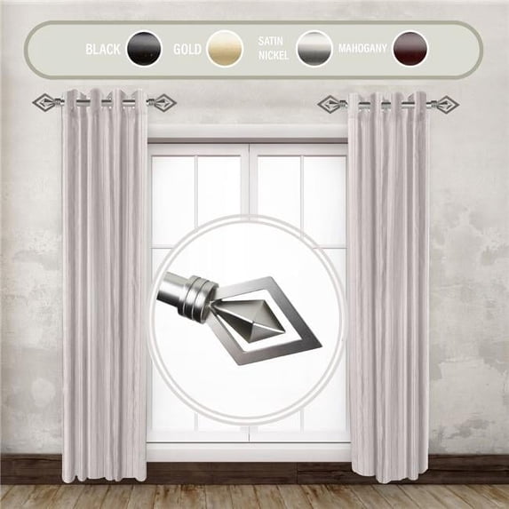 Central Design SIDE100-69-5 1 in. Lance Side Curtain Rod Set for 12 to 20 in. Winodws, Satin Nickel - Set of 2