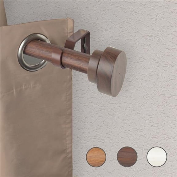 Central Design W100-37-28W2 1 in. Cover Faux Wood Curtain Rod with 28 to 48 in. Extension, Dark Walnut