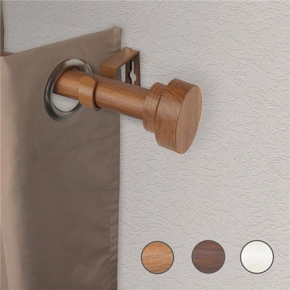 Central Design W100-37-28W3 1 in. Cover Faux Wood Curtain Rod with 28 to 48 in. Extension, Chestnut