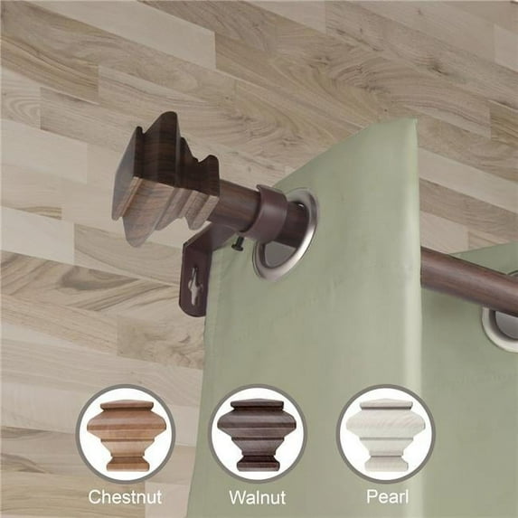 Central Design W100-72-28W2 1 in. Dia. Shim Faux Wood Curtain Rod, Dark Walnut - 28-48 in.