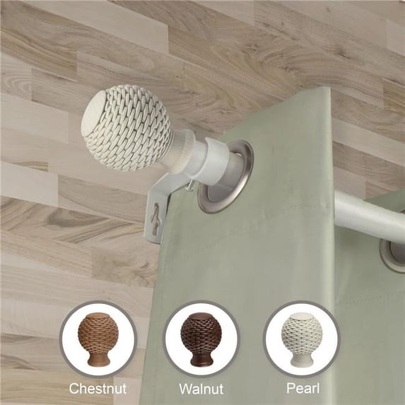 Central Design W100-76-48W1 1 in. Dia. Ozi Faux Wood Curtain Rod, Pearl White - 48-84 in.