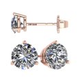 thumbnail image 1 of Central Diamond Center 14K Gold Post & Sterling Silver Made with Swarovski Zirconia 3 Prong Martini Stud Earrings - Rose Gold Plated 5.25mm 1.00cttw, 1 of 7