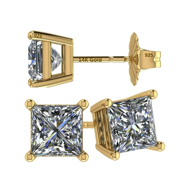 Yellow Cubic Zirconia Stud Post Earrings Gold-plated Sterling Silver Yellow Cubic Zirconia Stud Post Earrings Gold-plated Sterling Silver