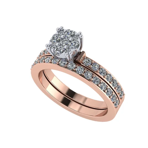 Central Diamond Center Lab CVD Diamond 6.5mm Cluster Center Wedding Set 10kt Rose Gold Size 5