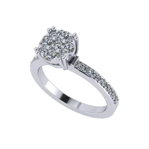 Central Diamond Center Lab CVD Diamond 6.5mm Cluster Center Wedding Set 10kt White Gold Size 7