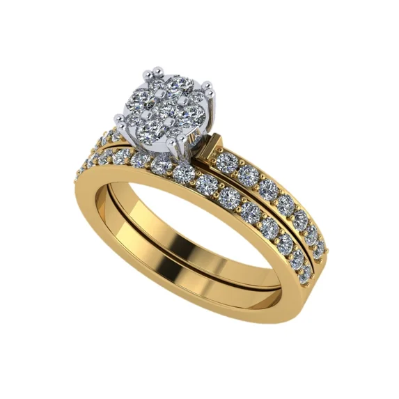 Central Diamond Center Lab CVD Diamond 7.5mm Cluster Center Wedding Set 10kt Yellow Gold Size 7