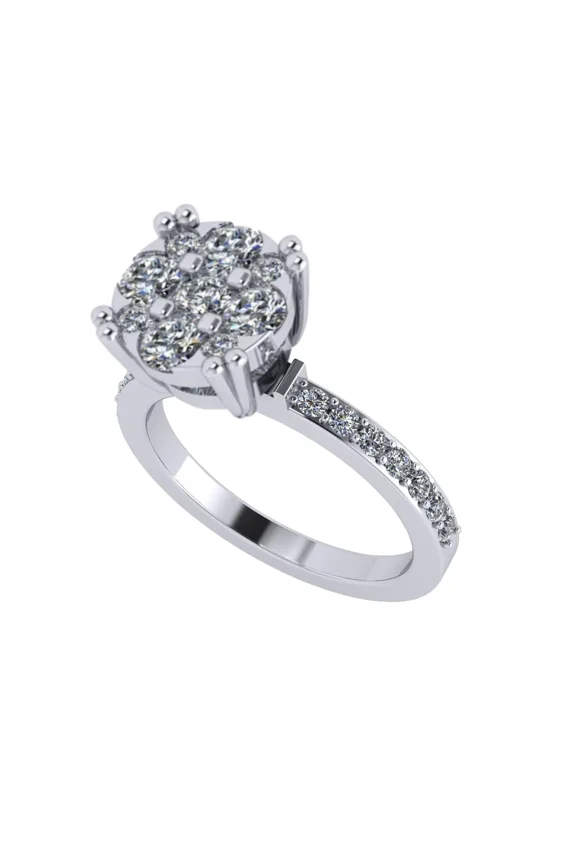 Lab CVD Diamond 8.0mm Cluster Center Wedding Set 10kt White Gold Size 9