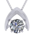 thumbnail image 1 of Central Diamond Center Silver Omega Dancing Stone (CZ) Pendant Rhodium Plated W/Adj. Box Chain, 1 of 7