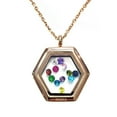 thumbnail image 1 of Central Diamond Center Stainless Steel Mother's Locket Pendant (Jan-Dec) with a Chain - Hexagon - Rose Plated, 1 of 6