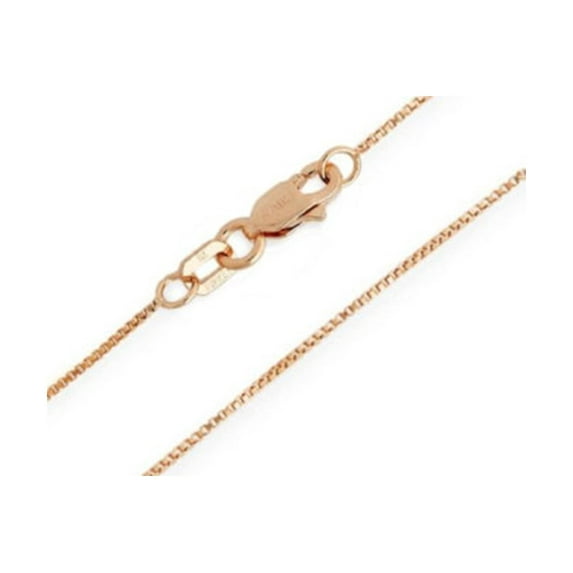 Central Diamond Center Sterling Silver Box Chain-Made in Italy- 1.0mm 18" Rose Gold Flashed