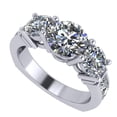 thumbnail image 1 of Central Diamond Center Straight Bar Style Sterling Silver CZ 3 Stone Ring 2.50ctw (Euro) - Platinum Plated - Size 10.5, 1 of 7