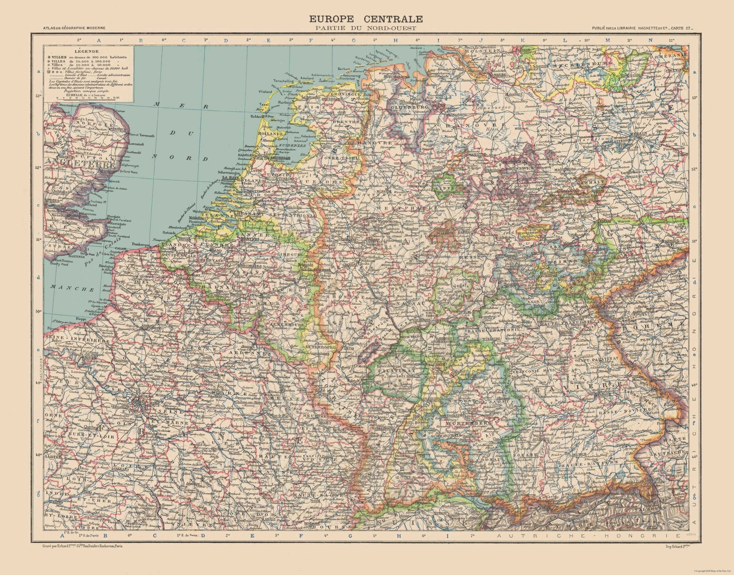 Historic Map - Central Europe - Schrader 1908 - 29.37 x 23 - Vintage ...