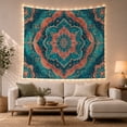 thumbnail image 1 of Teal Floral Mandala Tapestry Wall Hanging, 1 of 7