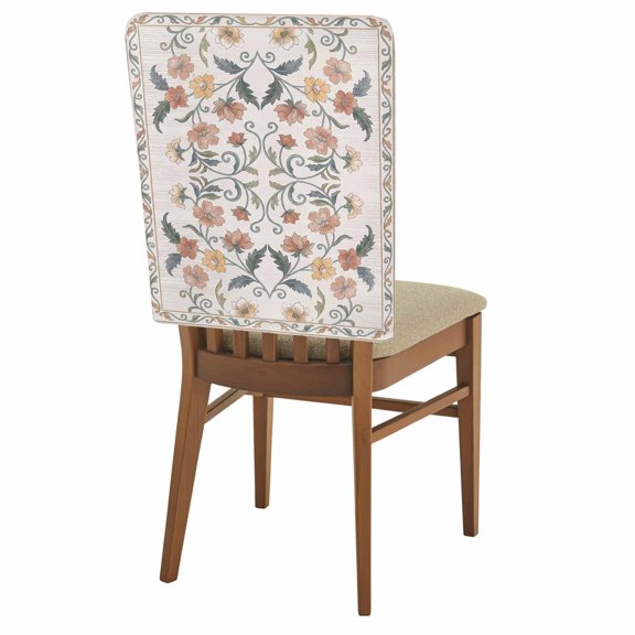 Central Floral Vines Chair Back Covers Set of 1 Spring Peach Pink Flower Blossoms Green Leaf Removable Dining Chair Slipcovers Washable Seat Protector for Restaurant Party Banquet Kichen Decor