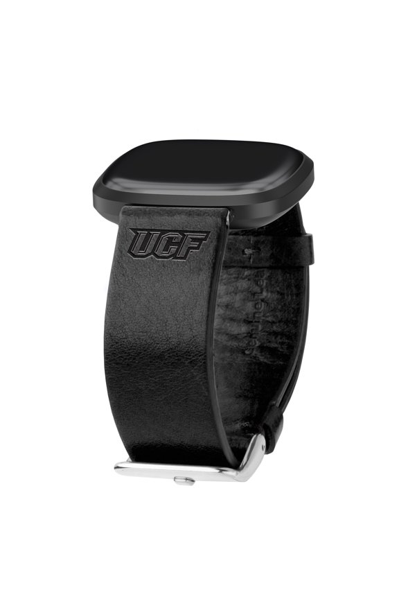 Central Florida Premium Leather Unisex Watch Band for FitBit Versa 3 and Sense (Short Black) by Affinity Bands