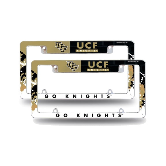 Central-Florida UCF-Knight's (Set of 2) Chrome Metal License Plate Frames with Bold Full Frame Design