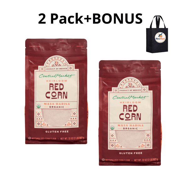Central Market Organic Red Corn Masa 32 oz , 2 Pack + Bonus