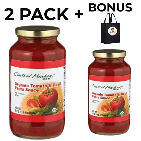 Central Market Organic Tomato & Basil Pasta Sauce 2 Pack 24 oz