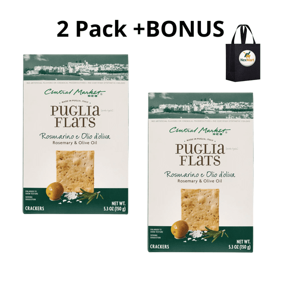 Central Market Puglia Flats - Rosemary & Olive Oil 5.3 oz , 2 Pack + Bonus
