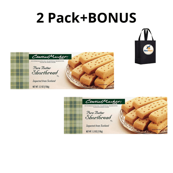 Central Market Pure Butter Shortbread Imported from Scotland 5.3 oz , 2 Pack + Bonus