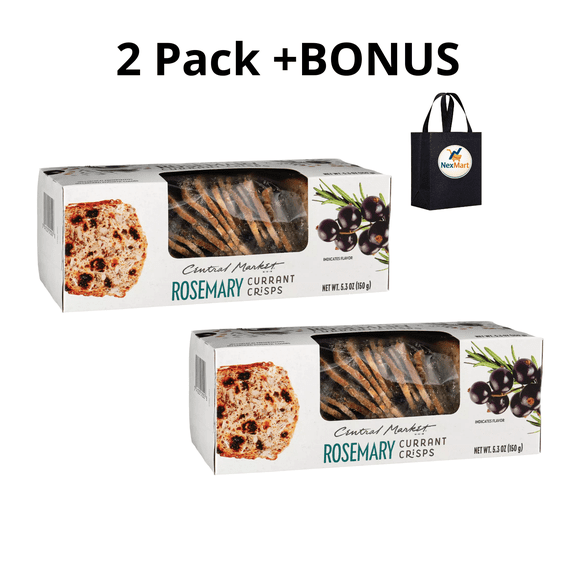 Central Market Rosemary Currant Crisps 5.3 oz, 2 Pack + Bonus