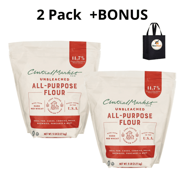 Central Market Unbleached All-Purpose Flour 5 lbs , 2 Pack + Bonus