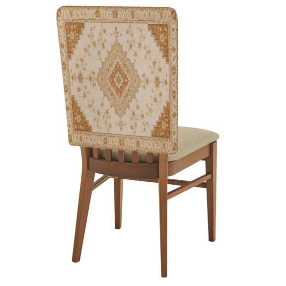 Central Medallion Chair Back Covers Set of 1 Vintage Boho Brown Floral Distressed Texture Removable Dining Chair Slipcovers Washable Seat Protector for Restaurant Party Banquet Kichen Decor