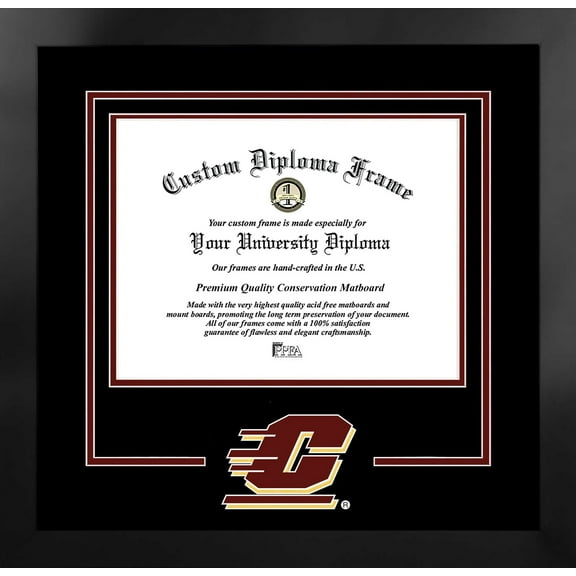 Central Michigan University 11w x 8.5h Spirit Diploma Manhattan Black Frame with Bonus Campus Images Lithograph (value savings $59)