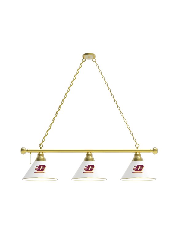 Central Michigan University 3 Shade Billiard Light with Brass Fixture