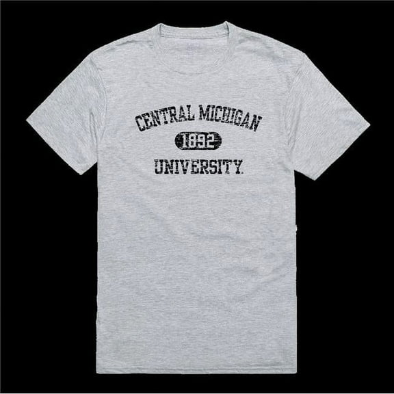Central Michigan University Chippewas Distressed Arch College T-Shirt, Heather Grey - Extra Large
