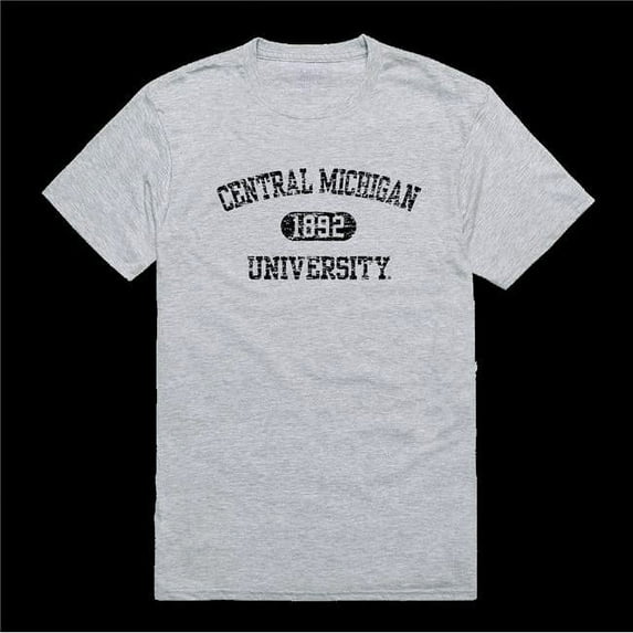 Central Michigan University Chippewas Distressed Arch College T-Shirt, Heather Grey - Small