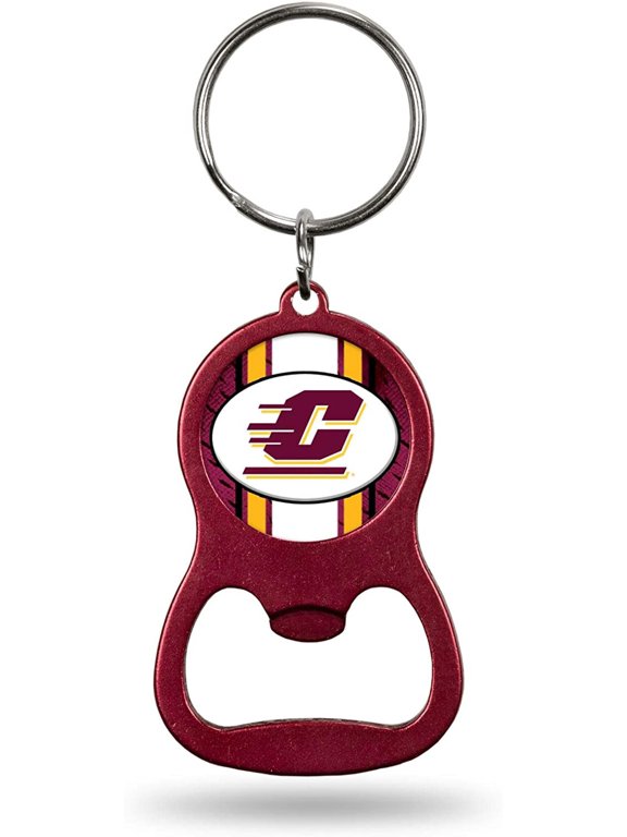 Central Michigan University Chippewas Premium Solid Metal Bottle Opener Keychain, Key Ring, Team Color