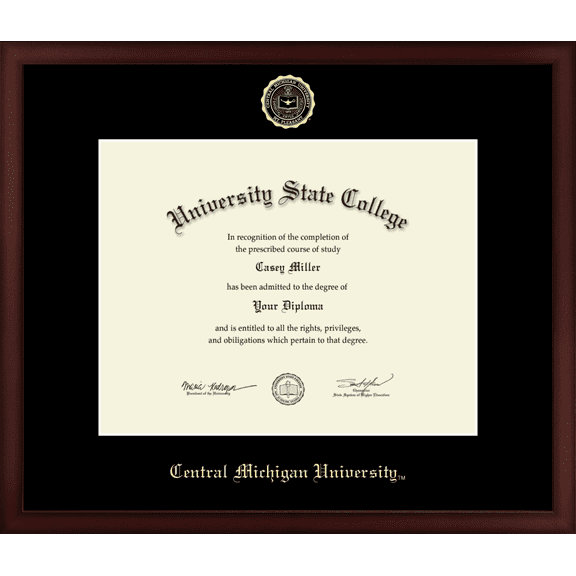 Central Michigan University Diploma Frame, Document Size 14" x 11"