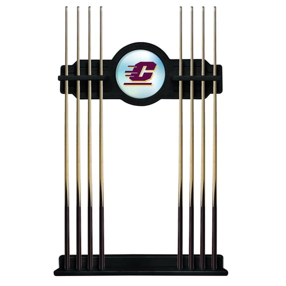 Central Michigan University Solid Wood Cue Rack with a Black Finish