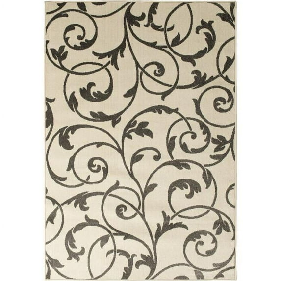 Central Oriental 2327NE58.084 5 ft. x 7 ft. 3 in. Courtyard Macala Rug, White
