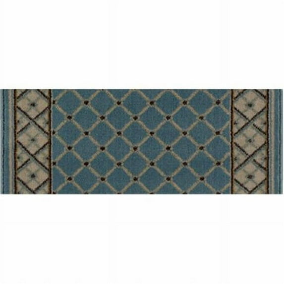 Central Oriental 8264BLST26C Interlude Portico 030 Rhombus 100 Percent Heavy-Weight Heat Set Polypropylene Stair Tread Rug, Blue - 9 x 26 in.