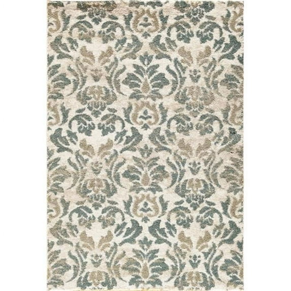 Central Oriental 9419SB80.070 Olympia Hybrid 070 Layla 100 Percent Heat Set Frieze Polypropylene Rug, Snow & Blue - 7 ft. 10 in. x 9 ft. 10 in.