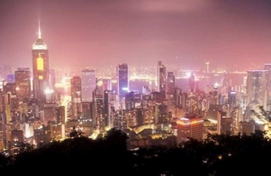 Central Overview from Stubbs Road Lookout Hong Kong China Canvas Art - Brent Bergherm DanitaDelimont (24 x 15)