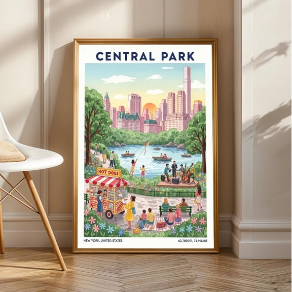 Central Park Art Print: Playful New York Cityscape Poster, Unframed Poster Size 24x36