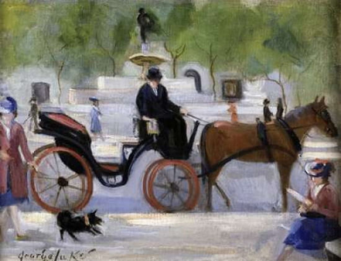 Central Park Carriage Canvas Art - George Benjamin Luks (22 x 28)