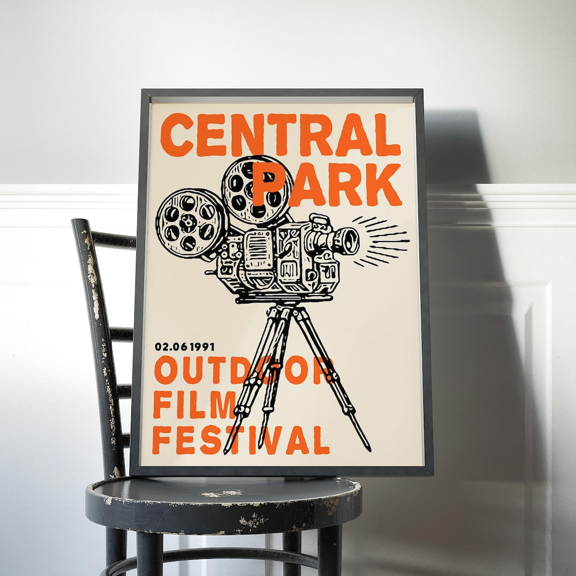 Central Park Film Festival Wall Art Print, Retro Cinema Movie Camera ...