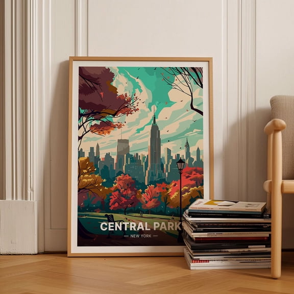 Central Park Manhattan New York Cityscape Wall Art, Unframed Canvas 16x20in