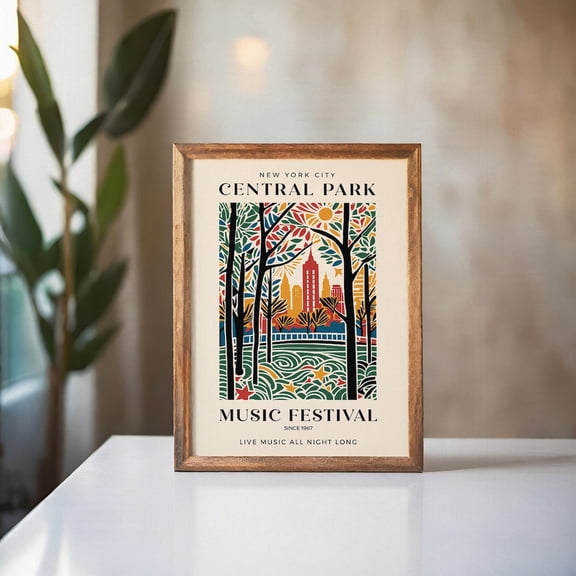 Central Park Music Festival Retro Unframed Paper Print