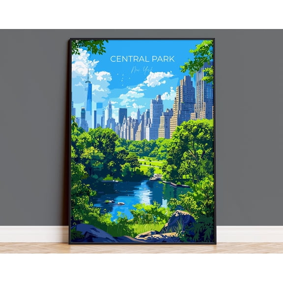 Central Park New York Travel Poster Wall Art, Travel Print of Central Park, New York , New York Art Lovers Gift, USA Art Gift, 8x12 UNFRAMED