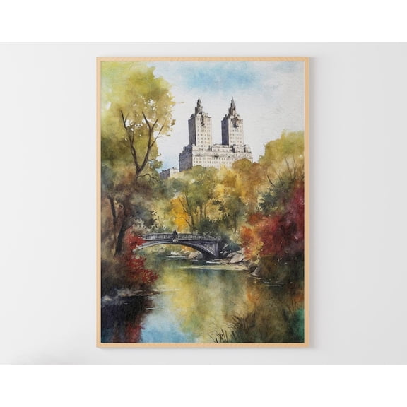 Central Park Poster: Autumn New York Cityscape Wall Art, Unframed Canvas Size 24x36