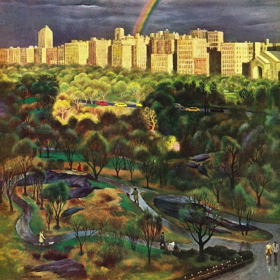 "Central Park Rainbow" Painting Print on Canvas